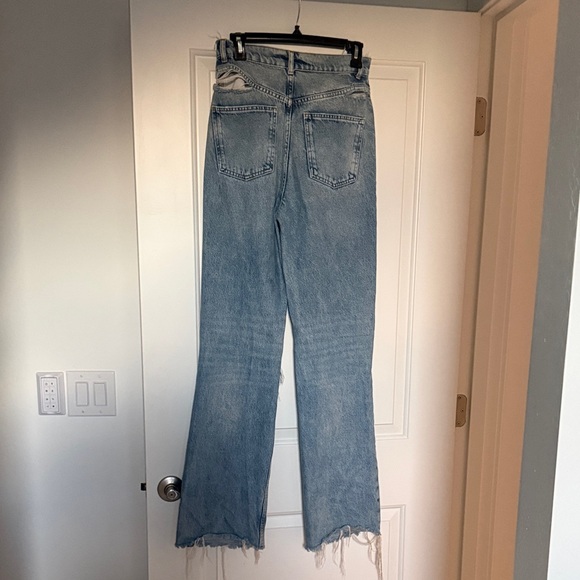 Zara Light Blue Distressed Straight Leg Jeans - Picture 6 of 7